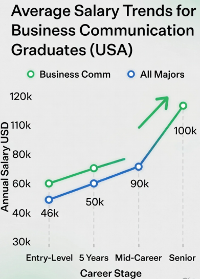 Average salary trends for business communication graduates