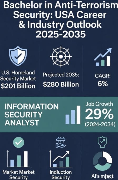 Bachelor in anti-terrorism security USA career & industry outlook 2025–2035